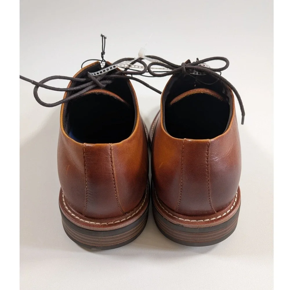 Kenneth Cole Reaction Klay Flex Lace Up Cognac Brown Leather Cap Toe Oxford 9M